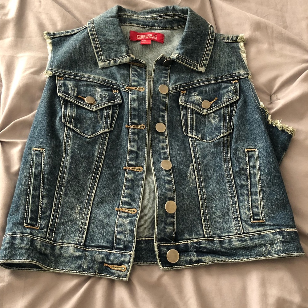 Button down jean vest